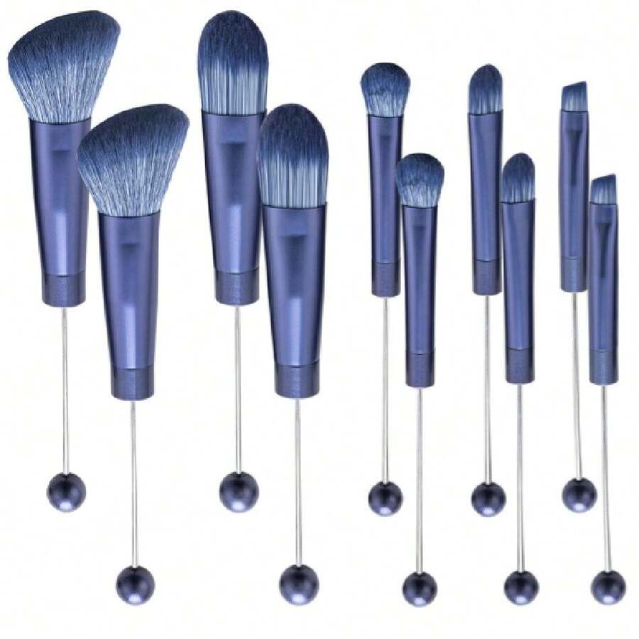 10Pieces Beadable Brushes Solid Color Diy Comestic Brushes Beaded Brushes Kit For DIY Beaded Eyeshadow Brush (Beadable Brushes-10pieces=2Sets),38051950 - 銅色 - 查看 1