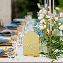 Gold Mirror Arched Wedding Table Numbers With Stands 1-10, 5x7 Inch Acrylic Arch Sign With Holder, Table Number 1-10, 5"X7") (DM9102) - 金鏡 - View 8