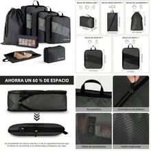 OpenHIOrganizador de Viaje para Maletas-Set de 7 Bolsas Compresibles (Ahorra 50% Espacio)-Impermeable para Ropa,Zapatos,Cosmticos y Accesorios-Organizadores de Equipaje con Bolsas de Almacenamiento (Gris) - gris - Ver 14