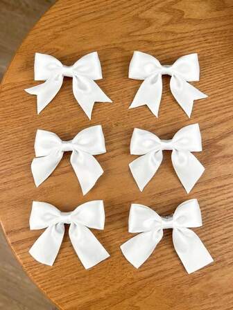 2/6 st. vita hårrosetter med satinband och pärltofsar för alla hjärtans dag, estetiska hårspännen i rosett för kvinnor och flickor, söta stora rosetthårspännen i fransk stil, kawaii håraccessoarer i älvstil för bröllopsfest, vardagskläder, alla hjärtans dag-present