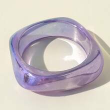 1PC Simple Semi-Transparent Iridescent Gentle Purple Bracelet For Women Fashion Laser Resin Exaggerated Hand Jewelry Party Banquet Holiday Gift - 31618-紫色胸罩 - 查看 13