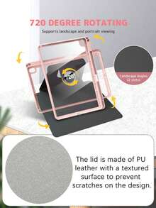 1pc Dual-Sided High-Definition Cartoon Sweetheart Cat Pattern Tablet Protective Case, Suitable For IPad 10/9/11 2025, Transparent Acrylic Back Cover, 2026 New Version, Auto Wake/Sleep, Multi-Angle Stand With Pen Slot, Essential For Office & Study, Non-Magnetic Protective Case, 2026 New Year Gift. - Dusty Pink - View 5