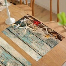 1pc/4pcs/6pcs Marine Life Printed Linen Placemats, Suitable For Dining Table, All Season Decor, Modern Washable Table Mats, Room Decor, Coasters, Kitchen Dining Mats, Indoor Outdoor Party Decoration, Home Decor, Ideal Gift - Multicolor - View 9