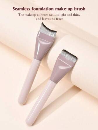 1 st halvmåneformad foundationborste, böjd platt topp, avsmalnande, ultrafin maskborste, puderfri, flytande foundationborste, sminkborste, foundationborste, concealerborste, rougeborste, konturborste, rougeborste, puderborste, rougeborste, eid mubarak