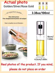 1pc Glass Spray Bottle, Suitable For Air Fryer, Grill, Baking, Kitchen Oil Spraying, Low-Fat, Convenient, Easy To Clean, Suitable For Daily Cooking, Kitchen Supplies, Multi-Purpose Spray Bottle, One Bottle Multi-Use, Kitchen And Dining Small Tool, Great For Grilling Season, Wedding Season, Valentine's Day, Birthday Gift - Multicolor - View 3