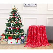 2026 Elegant Comfort Velvet Touch Ultra Plush Christmas Holiday Printed Fleece Throw/Blanket-50 X 60inch, (Reindeer), 50 X 60 Inch (W912) - Red Snowflake - 查看 4