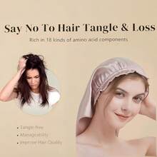 Adjustable Color Satin Long Hair Care Cap, Silky Long Satin Scarf/Sleep Cap, Shower Cap, Sleep Turban