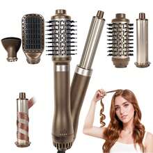 Juego de cepillo secador de pelo 5 en 1 mejorado, moldeador de aire caliente, herramienta de peinado profesional | 5 peines desmontables + 3 modos ajustables | Rizado automático + Estilismo multifuncional, anti-frizz, anti-estático, con forma duradera, para crear flequillo voluminoso/peinados con capas - Multicolor - Ver 13