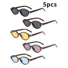 5pcs Women's Oval Small Frame High-Quality Minimalist Fashion Glasses - 5pcS Combination Pack - View 7
