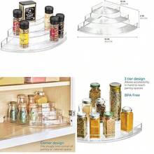 InterDesign Linus Organizador de armarios de cocina, baldas para cocina de plstico grandes, estantes para armarios con 3 alturas, transparente - grande - juego de 1 - Ver 12