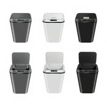 Kit Of 2 Smart Automatic Sensor Trash Cans For Bathroom, Kitchen, Office, 16 Liter Capacity - 黑色 - 查看 4