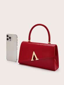This Chic, Elegant, And Discreetly Luxurious Solid-Color Patent Leather Clutch Is Lightweight And Portable, Suitable For Teenagers, Women, College Students, Young Professionals, And Office Workers. It Is An Ideal Choice For The Office, Campus, Work, Business, Commuting, Outdoor Activities, Travel, Picnics, Parties, Weddings, Galas, And Formal Dinners. - Red - View 6