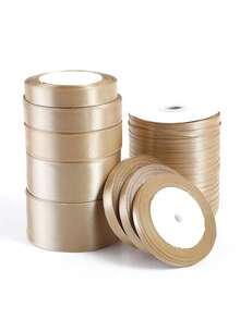 25 Yards Champagne Gold Ribbon Bows, Colorful Ribbons, Polyester Satin Ribbon, Gift Box Ribbon, Jacquard Woven Ribbon - Beige - View 6