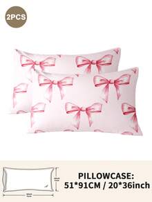 1pc/2pcs/4pcs Polyester Cute Bow Pattern Pillowcase (Pillow Insert Not Included), Soft & Comfortable, Suitable For All Seasons - Multicolor - View 24