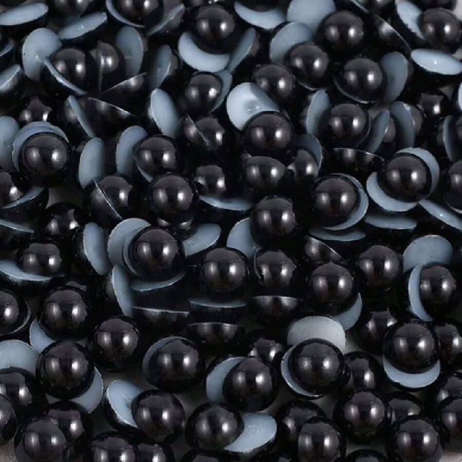 400PCS Flat Back Half Round Pearls, 12 Black Gems Beads For Crafts, Jewelry Making, Shoes, Cup, Nail Art Dration,38036932 - 黑色 - 查看 1