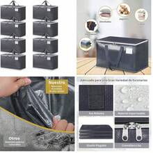 OpenHICajas Mudanza, 8PCS Cajas de Almacenamiento, Bolsas de Mudanza de Gran Capacidad, Cajas para Mudanza con Asas Reforzadas y Bolsillo para Etiquetas, Plegable Organizador de Ropa para Mudanza(Gris) - gris - Ver 1