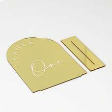 Gold Mirror Arched Wedding Table Numbers With Stands 1-10, 5x7 Inch Acrylic Arch Sign With Holder, Table Number 1-10, 5"X7") (DM9102) - 金鏡 - View 3