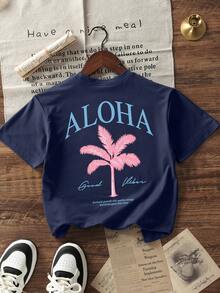 Summer Women's Basic Loose Fit Crew Neck T-Shirt Short Sleeve Casual All Match Daily Wear Top - Navy Blue - View 7