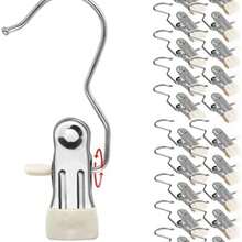 OpenHIPinzas para Ropa de Acero Inoxidable, Perchas para Botas, Gancho Colgante de LavanderaPinzas para Tender la Ropa, Percha para Toallas, Calcetines, Ropa Interior, Pantalones, Jeans (20-Piezas) - 20-piezas - Ver 2