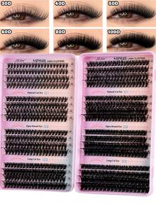 632/300pcs Cluster False Eyelashes Set, 30D/40D/50D/60D/80D/100D Mixed Synthetic Mink Lashes, 0.07mm Curl, 10-18mm Length, Includes Natural Look Lashes, 3D Russian Volume, Suitable For Beginners, Reusable, Home Use - màu đen - Xem 13