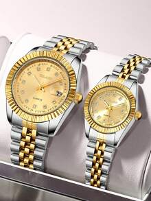 YOLAKO1 这款时尚商务休闲女士钢带石英表适合派对、庆典、婚礼和日常佩戴。它是返校季、毕业季和感恩节送给女性的最佳礼物。 - 金色 - 查看 10