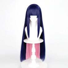 Ulti Eida Pink & Navy Blue 80cm 32 Inches Long Straight Women's Cosplay Wig Middle Parted Hair With Flat Bangs,38046204 - Màu xanh hải quân - Xem 5
