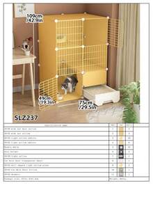 Cat Cage For Home Use, Indoor Small Space Cat Villa, Cat House, Cat Bed, Cat Litter Box All-In-One, Space-Saving