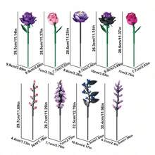 9-in-1 Blumenstrauß Modell Bauklötze, lila Blumenstrauß Puzzle Bauklötzeset, Schreibtisch Deko Geschenk, Heim Deko Ornament, Stressabbau, genießen Sie friedliche Montagezeit, Geschenk zu Feiertagen/Geburtstag, geeignet zum Verschenken - Verschiedenfarbig - Übersicht 3