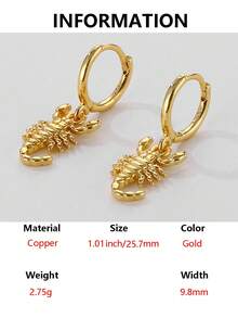 1 Pair Unique Golden Scorpion & Ladybug Earrings, Creative Versatile Men's Gift - Yellow Gold - View 8