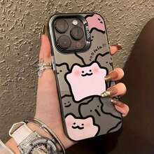 ピンクのカートゥーンクラウドプリントのスマホケース、かわいい、17、16、15、14、13、12、11プラス、17プロ、17プロマックス、17エア、17シリーズ、ギャラクシーS22、23、24、25ウルトラプラス、エッジFEのペイントされたスマホケースに適しています。 お友達、愛する人、または自分自身を分けるへの完璧なクリスマスプレゼントです。  11/12/13/14/15/15プロ/15プラス/15プロマックス/7プラス/8プラス/11プロ/12プロ/13プロ/14プロ/11プロマックス/12プロマックス/13プロマックス/14プロマックス/14プラス/5 - 半透明の黒 - チェックする 2
