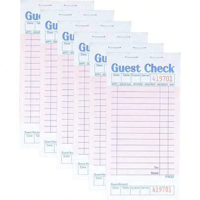 Budgenix Guest Checks Server Note Pads 6 Pack 300 Orders Pink Guest Check Pads With Bottom Receipt Waitress Notepad For Restaurant Business