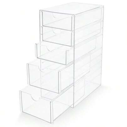 Prsildan Acrylic Drawer Makeup Organizer With 10 Drawers Set Of 2 Office Desk Organizers Accessories C Stackable Sge Drawers For Vanity Countertop Craft Jewelry Art Supply Organization