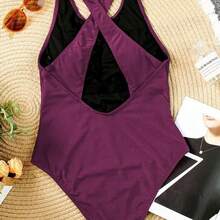 OpenHI Bsubseach Traje de Bao de Una Pieza Cuello Alto para Mujer Baador con Espalda Cruzada y Control de Barriga para Playa Surf Nadar - rojo+2xl - Ver 5