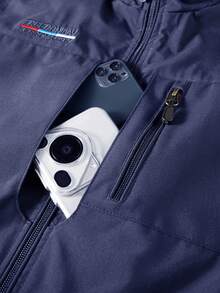 男士休闲户外钓鱼+露营+摄影多口袋刺绣背心外套，春夏款 - 藏蓝色 - 查看 7