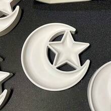 1个星月硅胶模具，DIY珠宝展示托盘模具，手工粘土、石膏、烛台模具，斋月节日及家居装饰铸造模具