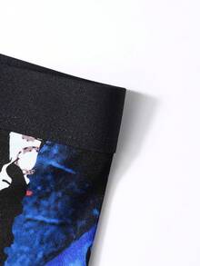 5pcs/Pack Men's Comfortable Versatile Mid-Rise Printed Boxer Briefs - Multicolor - View 3