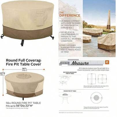 Leoon Classic Accessories - Funda redonda para mesa de hoguera, resistente al agua, 56 pulgadas, cubierta para chimenea al aire ltima intervensin