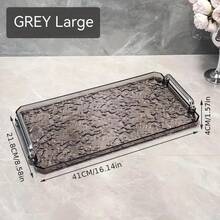 1pc New Design Acrylic Tray With Geometric Handle, Wavy Shape, Nordic Style Creative Serving Tray For Snacks, Cups, Cutlery - White - View 7