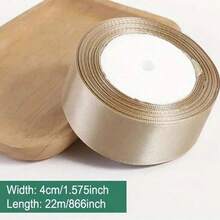 25 Yards Champagne Gold Ribbon Bows, Colorful Ribbons, Polyester Satin Ribbon, Gift Box Ribbon, Jacquard Woven Ribbon - Beige - View 11