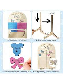 1个带支架的木制性别揭晓投票板，婴儿生日派对装饰纪念品，1个带支架的投票板+25个粉色木片+25个蓝色木片，婴儿数据标牌，拍照道具，婴儿房装饰，也适用于万圣节和圣诞节装饰，以及孕期派对和婴儿房装饰