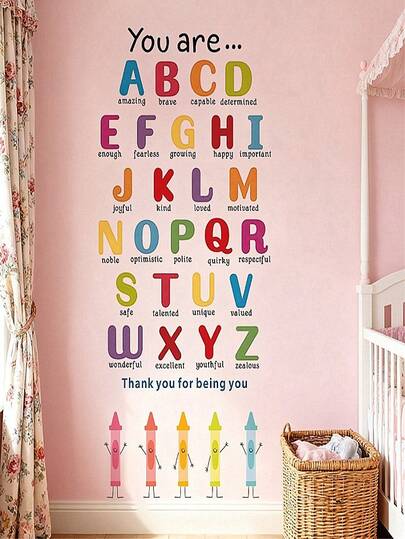 Juego de pegatinas de pared con 26 letras del alfabeto, números del 1 al 10, tren de dibujos animados, estrellas y nubes, adecuado para habitaciones infantiles y jardines de infancia