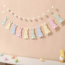 1 Set Of 2 Happy Easter Macaron Bunny Pennant Party Decorations Banner - Multicolor - View 3