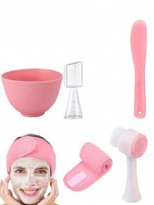 3-12件套洁面刷套装，包含软毛手动洁面刷、化妆海绵、硅胶面膜搅拌碗及刮刀、刮刀、温和刷、可调节头带和二合一量杯，便携式旅行护肤套装