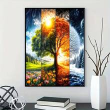 Kit de pintura de diamantes DIY - Múltiples tamaños disponibles, diamantes acrílicos redondos completos, kit de pintura de diamantes sin marco, adecuado para la decoración de la sala de estar, el dormitorio, regalo - Multicolor - Ver 3