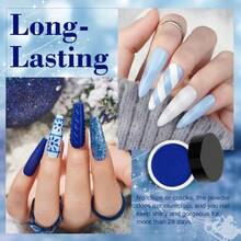 Dip Powder, Christmas Winter Blue Glitter 6 Colors Dipping Powder Starter Kit French Nail Art Manicure DIalon For Women, No Need Nail  Cured,37983890 - 藍色 - 查看 5