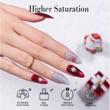 Dip Powder Set,6 Colors Sparkling Silver&Burgundy Glitter Red Dipping Powder Starter Kit French Nail Art Manicure DIalon Gifts For Women,No Need Nail  Cured,37983891 - 灰色 - 查看 2