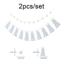 1 Set Of 2 Happy Easter Macaron Bunny Pennant Party Decorations Banner - Multicolor - View 6