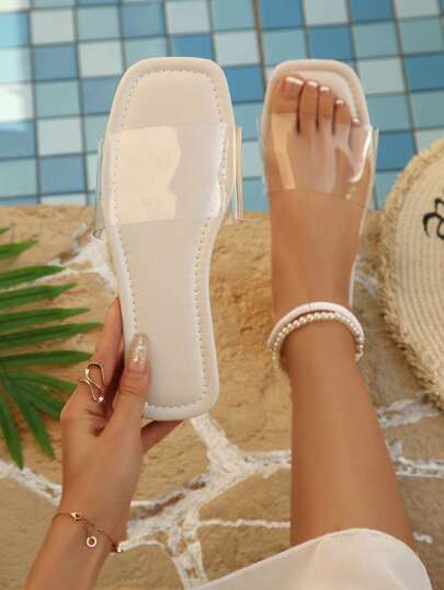 1 par de sandalias planas de cuero PU con tiras metálicas de estilo bohemio casual para mujer, adecuadas para la playa, vacaciones, boda, verano, Ramadán, tallas grandes