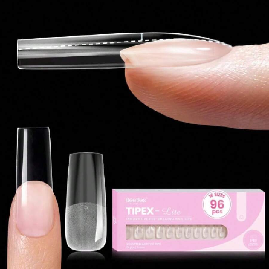 Beetles Tipex Lite Apex Nail Tips, Square Long, 96pcs 16 Sizes,Nail Supplies Nail Stuff Nail Stuff Nail Tech Supplies  Pre-Building Pre-Etched Acrylic Nail Tips For Flat Nails & Natural C-Curves Nail Beds,37984264 - Màu Đỏ Sâu - Xem 1