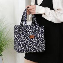 Túi đựng cơm trưa bằng nylon dày dặn in họa tiết hoa, túi đựng cơm hộp di động, túi giữ nhiệt có lớp lót nhôm, khóa kéo, thích hợp cho bữa trưa, dã ngoại, đi làm, ăn ngoài trời, hộp đựng cơm giữ lạnh hàng ngày, chống thấm nước, dung tích lớn, dành cho nữ và nam, thích hợp cho dã ngoại, quà tặng tựu trường cho nữ, đồ dùng cần thiết khi cắm trại. - Màu xanh hải quân - Xem 9